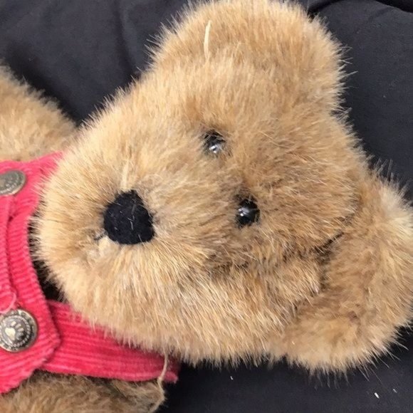 Boyds Bear Bearware "Klye L Berriman" Red Corduroy Overalls 11" Brown Bear Style - Picture 7 of 7